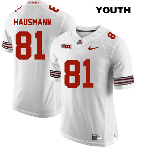 Ohio State Buckeyes Youth Jake Hausmann #81 White Authentic Nike College NCAA Stitched Football Jersey UI19I62ET